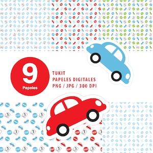Digital papers cars, traffic signs cars, jpg and png images, transparent background tukit