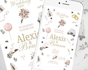 Wedding invitation, wedding, editable Canva invitations, Tukit weddings