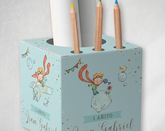 Printable cube box, Little Prince pencil holder, editable text Canva, The Little Prince, milk box, Tukit placemat