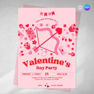 Invitation de la Saint-Valentin, invitations de la Saint-Valentin, invitations canva modifiables, fête de la Saint-Valentin, fête de la Saint-Valentin