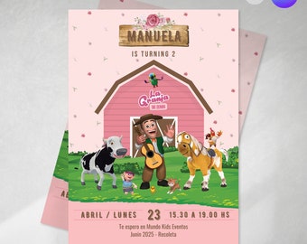Editable invitation, invitation, Canva invitations, Zenon's Farm, editable birthday invitation, pink Zenon, Tukit Farm
