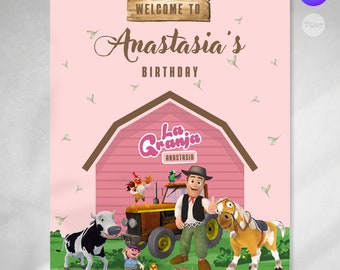 Afdrukbare verjaardagsposter, Zenon boerderijposter 18x24 inch, boerderijdierenposter, aanpasbare canva, afdrukbare tukit