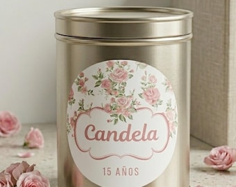 Printable circles pink flowers, editable text canva, circle 5cm 10cm tukit