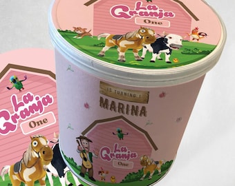 Pringles farm animal label, pink Zenon, party supplies, customizable, printable, birthday kit