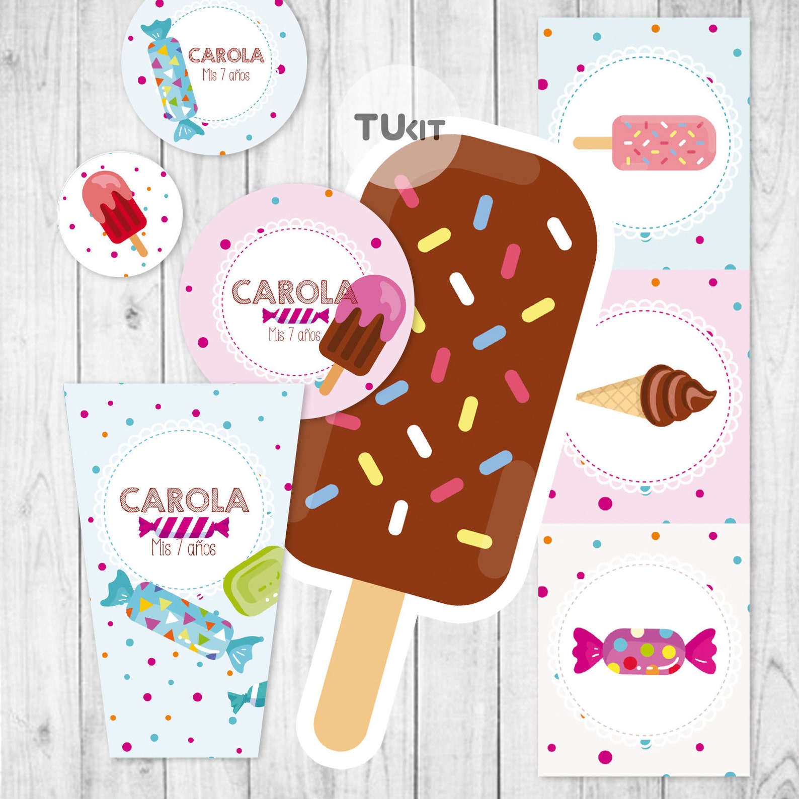 Kit Imprimible Golosinas Candies Dulces Helados Candy Bar Etsy