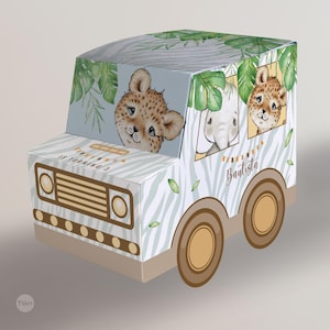 Printable jungle truck, watercolor jungle animals, little animals in the jungle, printable truck, baby jungle animals, baby tukit