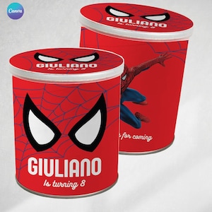 Druckbares Pringles Spiderman-Etikett, Spider-Man, Partyzubehör, anpassbar, druckbar, Geburtstags-Tukit