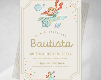 Invitation modifiable, invitation, invitations d'anniversaire Le Petit Prince, Le Petit Prince Aviateur, invitation à une fête