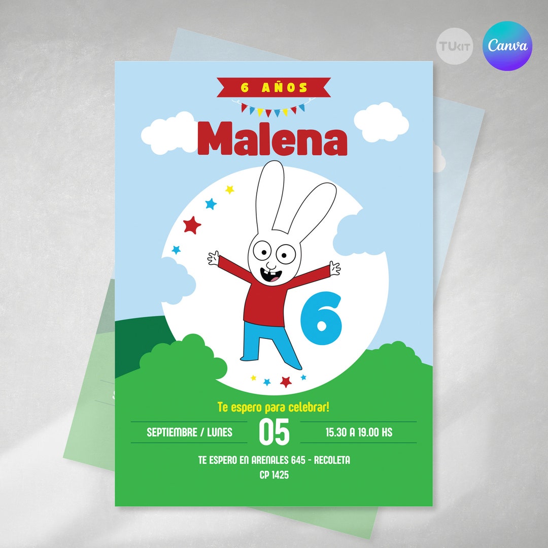 Simon The Rabbit Invitation Editable Invitation, Invitation, Birthday Invitations Simon the Rabbit ...