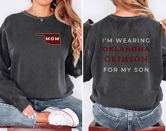 Comfort Colors OU Sweatshirt, I'm Wearing Oklahoma Red, OU Sooner Sweater, Oklahoma University Tshirt, OU Softball Football Shirt, ou Mom