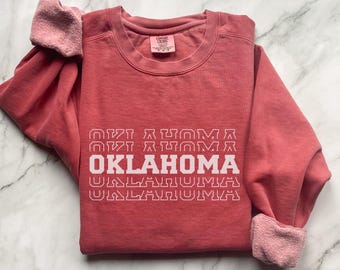 Oklahoma Sweatshirt Comfort Colors | OU Sooners Spirit Wear | Cozy Game Day Crewneck | College Football Comfort Colors Sweater