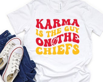 Youth Karma is the guy on the chiefs tshirt kids KC Chiefs T-shirt TK Travis Kelce Tee Swift Red Kingdom T Swift Shirt Swiftie Swift Merch