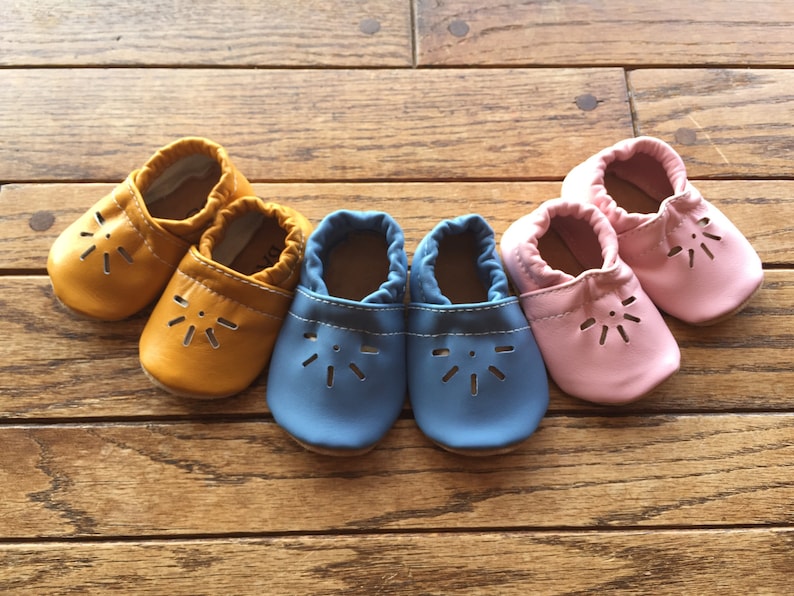 Sunshine Moccs Baby Shoes Italian Leather Pink Baby Shoes Soft Sole Shoes HANDMADE