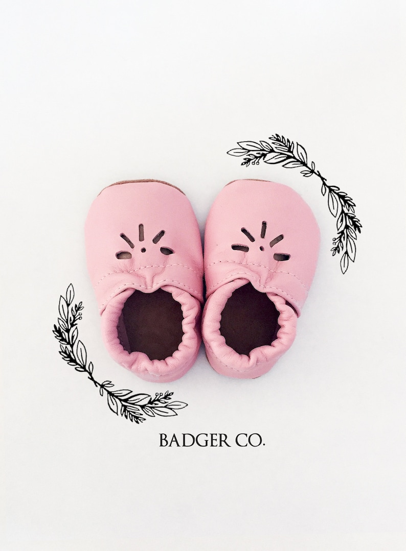 Sunshine Moccs Baby Shoes Italian Leather Pink Baby Shoes Soft Sole Shoes HANDMADE