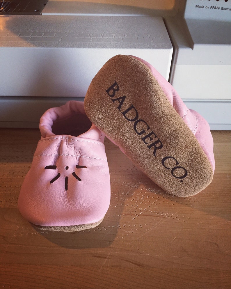 Sunshine Moccs Baby Shoes Italian Leather Pink Baby Shoes Soft Sole Shoes HANDMADE