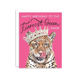 Carte d'anniversaire léopard reine féroce | carte d'anniversaire roses indien | Carte d'anniversaire léopard pour elle | Aquarelle | Carte d'anniversaire meilleur ami