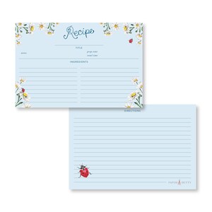 Cartes de recettes de marguerites | Ensemble de 8 cartes de recettes en papier réfléchies | Douce idée de cadeau de vacances | Rembourrages de bas | Idées de recettes familiales traditionnelles