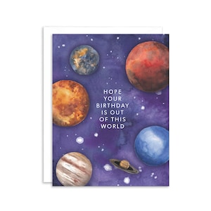 Out of This World Geburtstag Grußkarte | Weltraum Geburtstagskarte | Kindergeburtstagskarte |