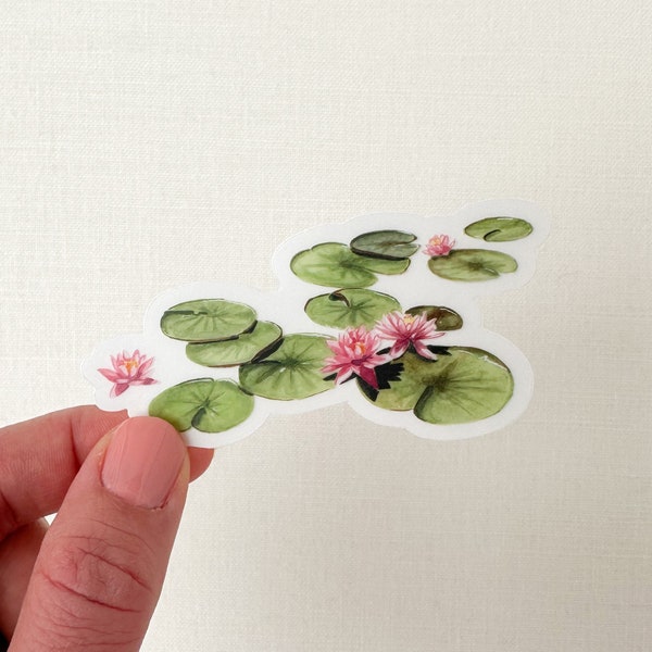 Clear Vinyl Lily Pads Stickers | Botanical Sticker For Notebook | Water Garden Design Sticker | Nature Lover Sticker For Friend
