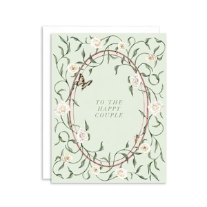 Felicidades a la pareja feliz tarjeta de felicitación Ivy / tarjeta de boda / tarjeta de aniversario para pareja / tarjeta de felicitación de boda / tarjeta de acuarela