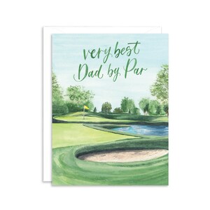 Il miglior papà alla pari giocando a golf biglietto per la festa del papà / biglietto per il patrigno / biglietto per la festa del papà in acquerello / campo da golf festa del papà Cad