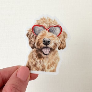 Doodle in Sunglasses Sticker | Golden Doodle Sticker | Fun Dog Sticker | Dog In Sunglasses Sticker | Cool Dog Sticker