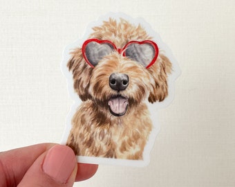 Doodle in Sunglasses Sticker | Golden Doodle Sticker | Fun Dog Sticker | Dog In Sunglasses Sticker | Cool Dog Sticker