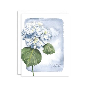 Aquarel blauwe hortensia sympathie kaart | Kaart voor mededogen | Vriendschap wenskaart | Het voelen van een blauwe kaart | Papieren Betty-briefpapier