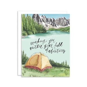 Outdoor Adventures Birthday Greeting Card | Camping Birthday Card | Watercolor Birthday Card | Friendship Adventure Birthday Card