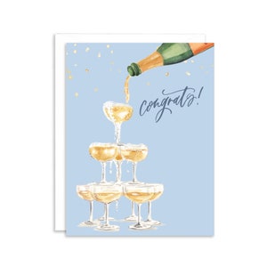 Carte de vœux Félicitations à la Tour Champagne | Carte de célébration de fiançailles | Carte de douche nuptiale | Carte de douche de mariage | Faire-part de mariage