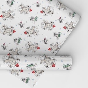 Snow Angels Wrapping Paper Sheets Holiday Gift Wrap Festive White Wrapping Paper Christmas Gift Wrap Unique Wrapping Paper image 9