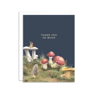 Heel erg bedankt paddestoel wenskaart | Bedankt woordspeling kaart | Dankbaarheidskaart voor vriend | Aquarel wenskaart |