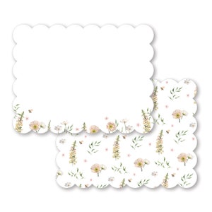 Ensemble de papier à lettres festonné Fleurs sauvages avec 8 cartes et enveloppes | Jeu de cartes de correspondance manuscrites pour remerciement | Jeu de cartes de papeterie pour elle