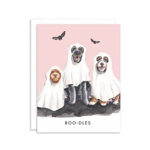 Cartão dourado do Dia das Bruxas do fantasma do Doodle de <br> Entrega Rápida? Cartão divertido de Halloween para crianças | amante do Doodle Cartão Comemorativo | Cartão do Dia das Bruxas | Cartão Fantasma de Filhote Divertido