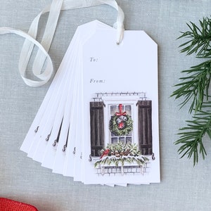 Home for the Holidays | Window Gift Tags Set | Holiday Gift Tags | Cozy Christmas | Christmas Wrapping | Watercolor Tag | Paper Betty