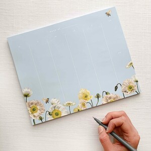 Poppy Calendar Notepad Floral Notepad Desktop Accessories To-Do List Gift for the Organized Girl Calendar List image 4