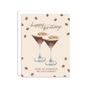 Carte de voeux expresso Martini de joyeux anniversaire | Carte d'anniversaire d'amant de Martini | Carte d'anniversaire d'amitié | Carte d'anniversaire cocktail au café