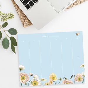 Poppy Calendar Notepad Floral Notepad Desktop Accessories To-Do List Gift for the Organized Girl Calendar List image 3