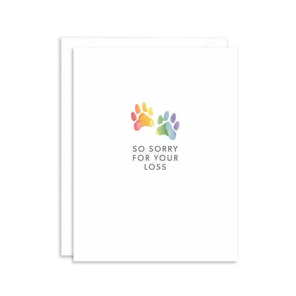 Pet Loss Rainbow Paws Sympathy Greeting Card