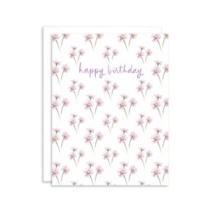 Alles Gute zum Geburtstag Lila Blumen Grußkarte | Karte zum Geburtstag - Gänseblümchen Hübsche Blumen-Geburtstagskarte für Sie | Beste Freundin Geburtstagskarte