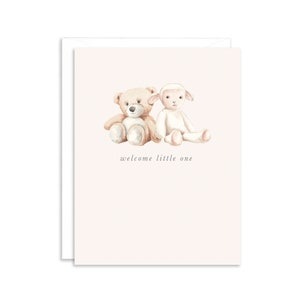 Bienvenido pequeño nuevo bebé tarjeta de felicitación / tarjeta de bebé oso de peluche / tarjeta de ducha de bebé dulce / tarjeta de bebé neutral de género / tarjeta de nuevos padres