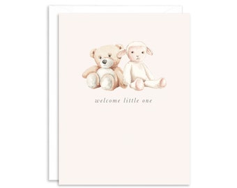 Bienvenue au petit nouveau-né Carte de vœux | Carte pour bébé ours en peluche | Carte de voeux douce de fête de naissance | carte de vœux non sexiste de <br> Vous avez des idées ? Carte de nouveaux parents
