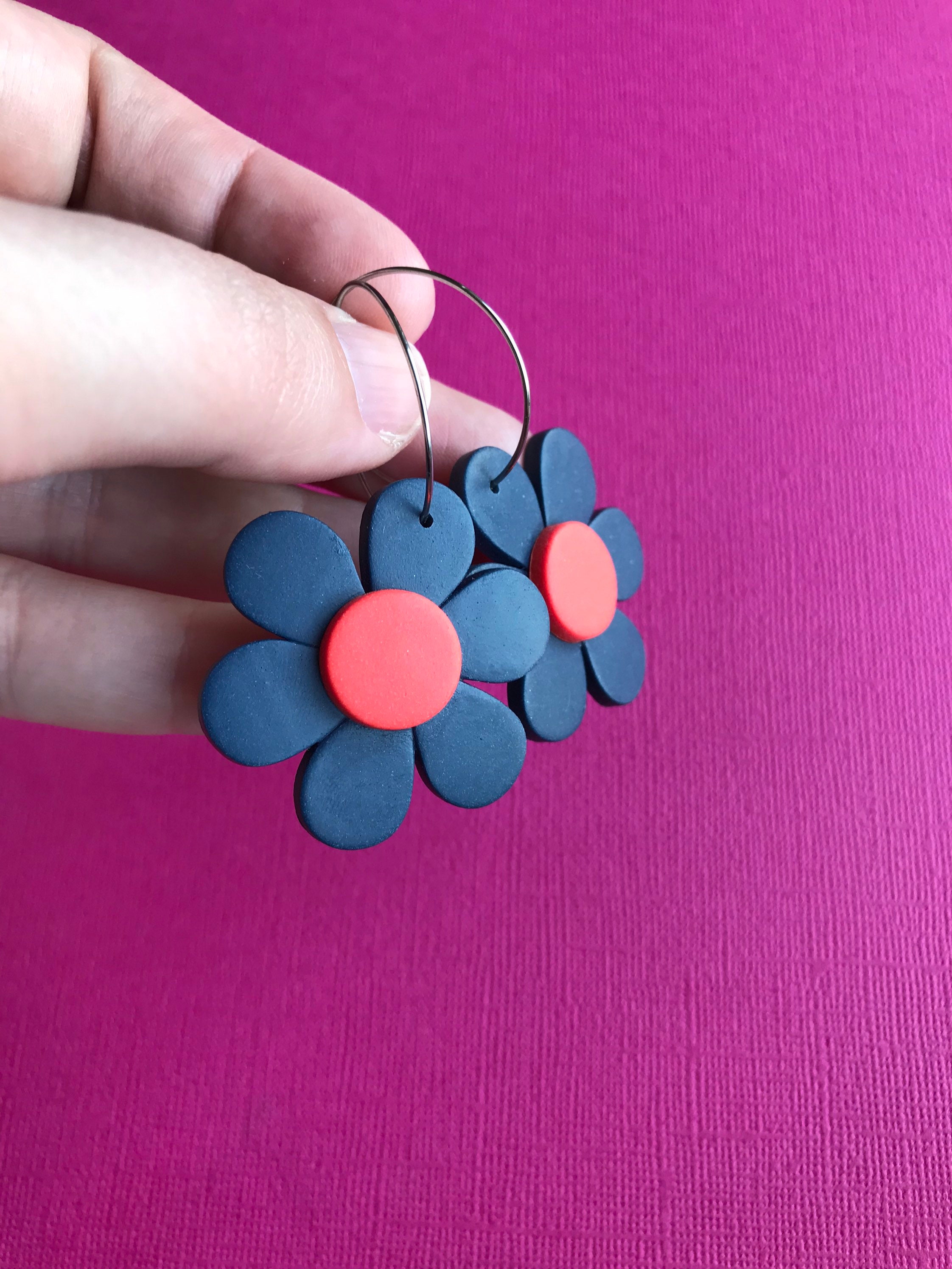 DAISY Polymer Clay Earrings Handmade Studs Art Jewellery Etsy UK