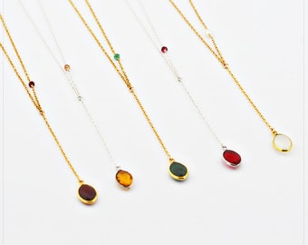 Sexy Jewelry for Girlfriend, Dainty Layering Y Necklace, Simple Gemstone Lariat, Gift for BFF, Modern Birthstone Necklace, Mindful Jewelry