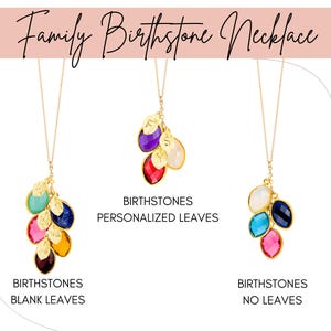 Personalized Mother&#39;s Day Necklace, Stocking Stuffer Jewelry for Mom, Custom Family Tree Necklace with Kid&#39;s Birthstone Unique Special Gift