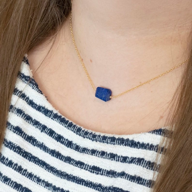 Lapis Lazuli Choker: 14k Gold Filled or Sterling Silver, September Birthstone zdjęcie 4