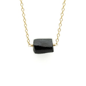 Black Tourmaline Necklace  Black Crystal Necklace  Tourmaline Choker  Raw Tourmaline Jewelry  Goth Necklace  Protection Necklace