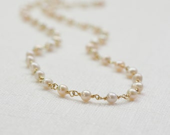 Dainty Beaded Pearl Choker, Modern Pearl Necklace, Summer Choker, Freshwater Pearl, Simple Wedding Necklace, Gift for Bridesmaid, June Stone