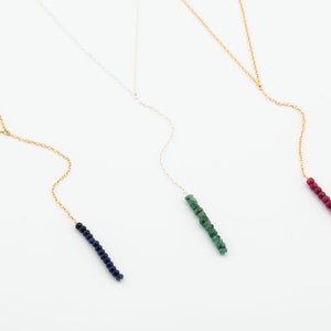 Long Gemstone Lariat Vertical Gemstone Bar Y Necklace Delicate Y  Necklace Sexy Necklace Birthstone Y Necklace Jewelry Gifts for Her