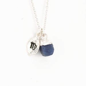 Raw Sapphire Virgo Necklace, Gold-Filled Zodiac Jewelry zdjęcie 3